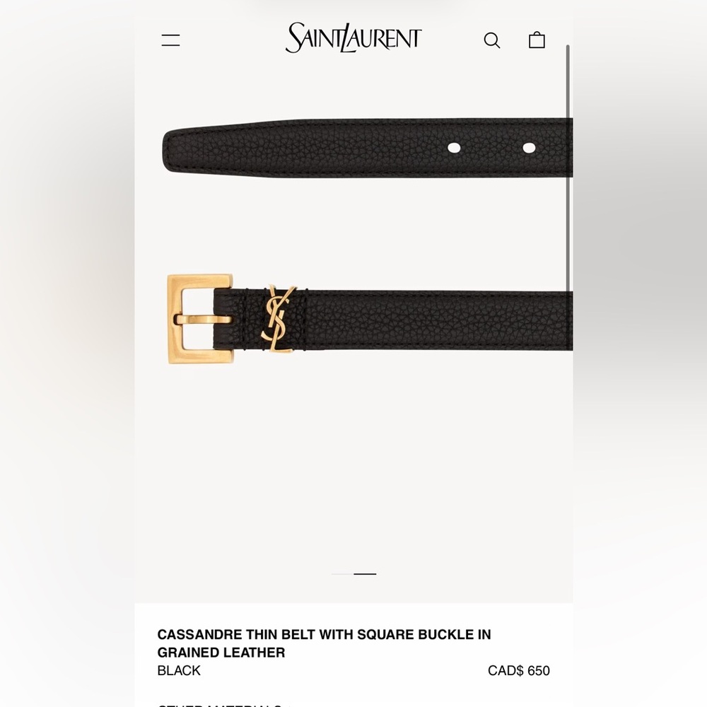 YSL Yves Saint Laurent Cassandre Thin Belt with Square Buckle